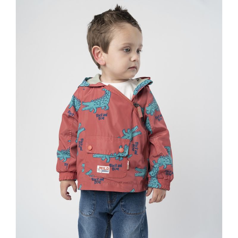 BLACK AND BLUE - Chaqueta bebé con cocodrilos rojo Black and Blue