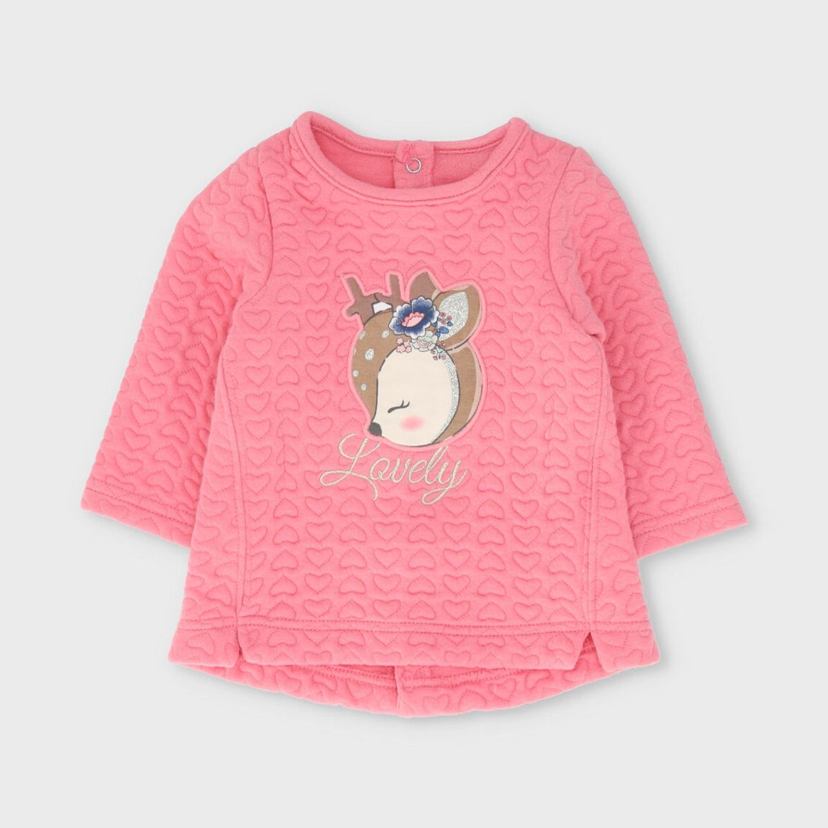 LIMONADA - Conjunto recién nacida con ciervo y corazones coral Limonada