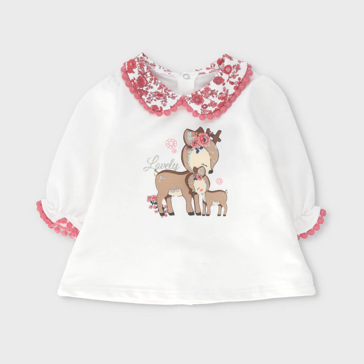 LIMONADA - Conjunto recién nacida con flores y ciervos coral Limonada