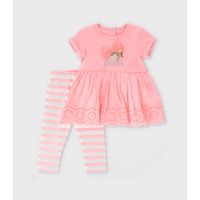 Conjunto bebé con bordado coral