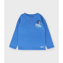 BLACK AND BLUE - Polera manga larga niño con palmera azul