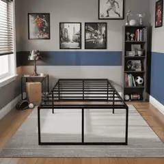 GENERICO - Base De Cama 40cm Amabile Siena 1.5 Plazas Fierro Negro