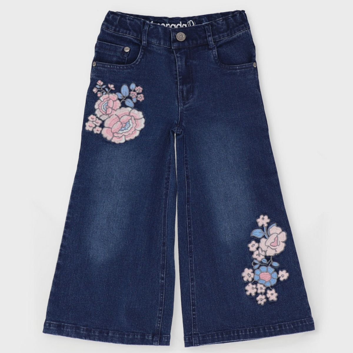 LIMONADA - Jeans niña con flores azul Limonada