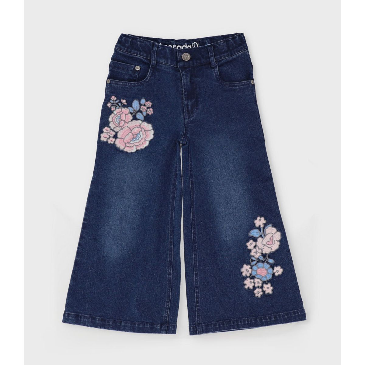 LIMONADA - Jeans niña con flores azul Limonada