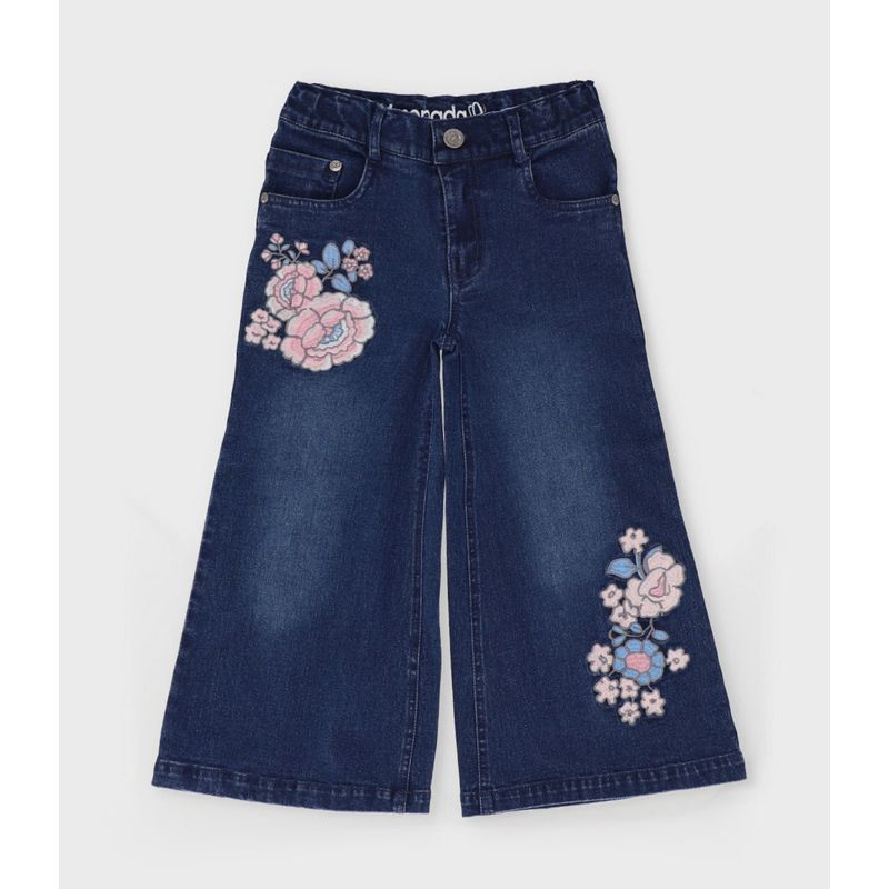 LIMONADA - Jeans niña con flores azul Limonada