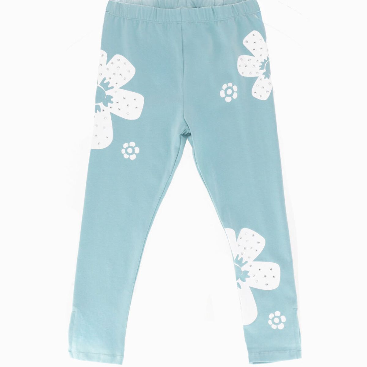 LIMONADA - Calza niña con flores turquesa Limonada