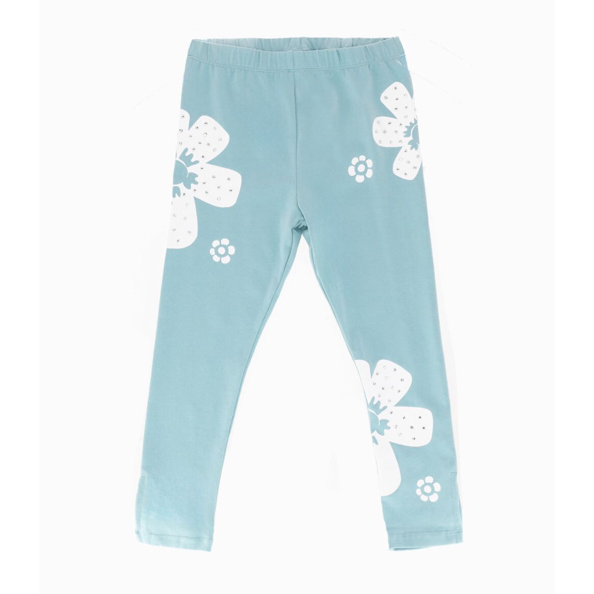 LIMONADA - Calza niña con flores turquesa Limonada