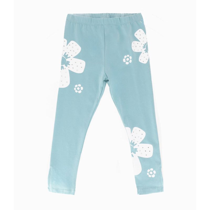 LIMONADA - Calza niña con flores turquesa Limonada