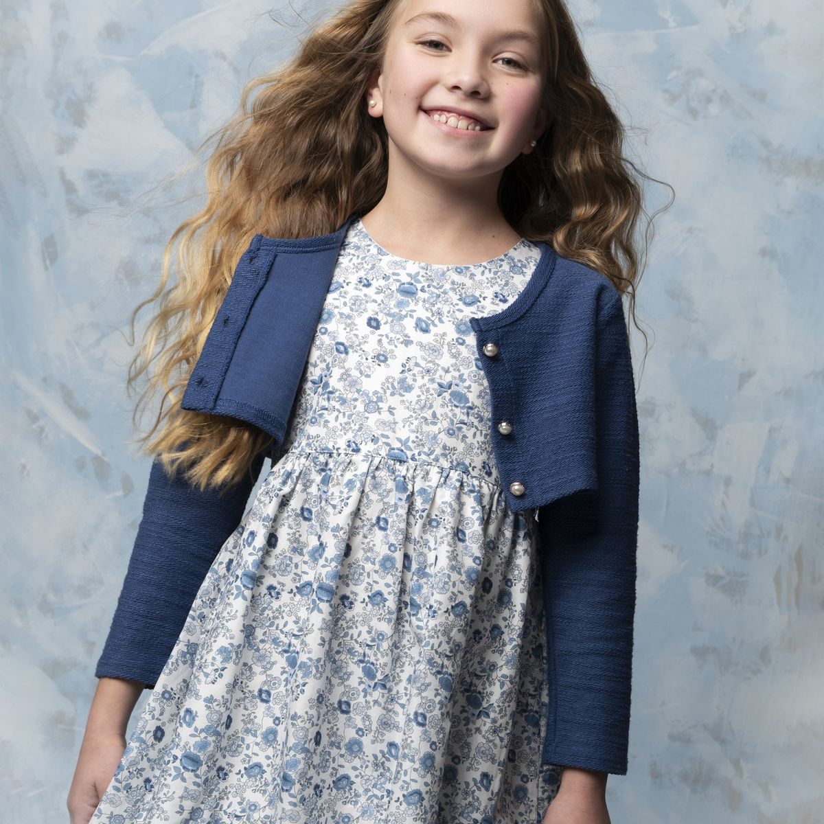 LIMONADA - Vestido niña floreado azul marino Limonada