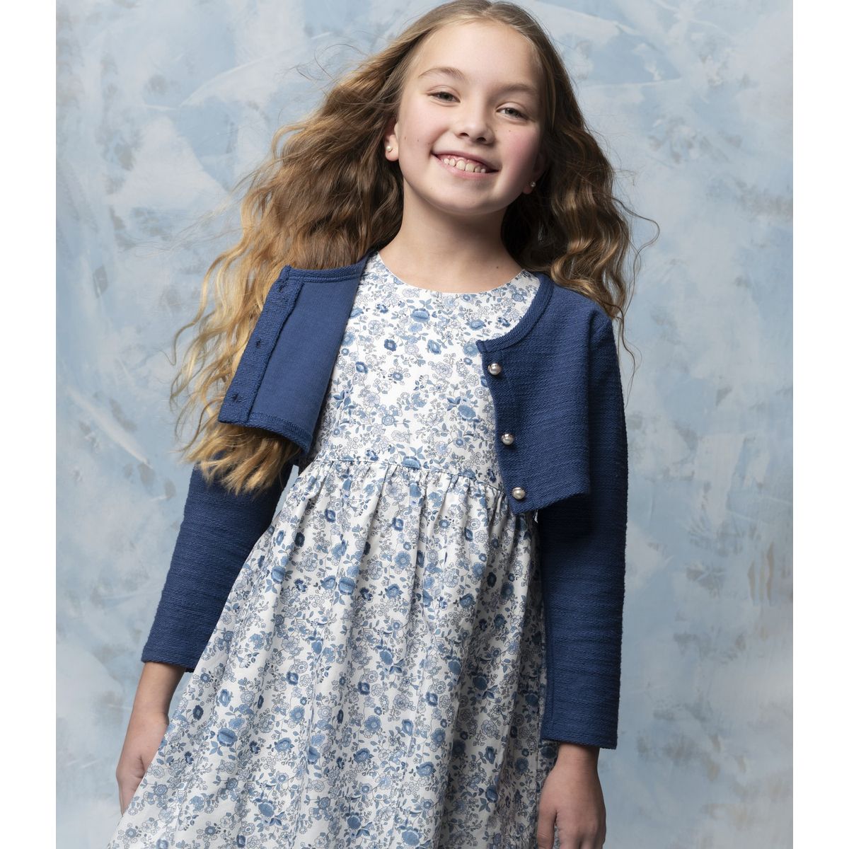 LIMONADA - Vestido niña floreado azul marino Limonada