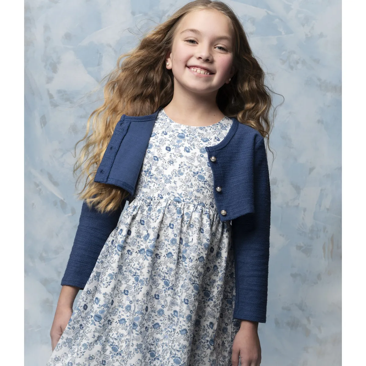 LIMONADA - Vestido niña floreado azul marino Limonada