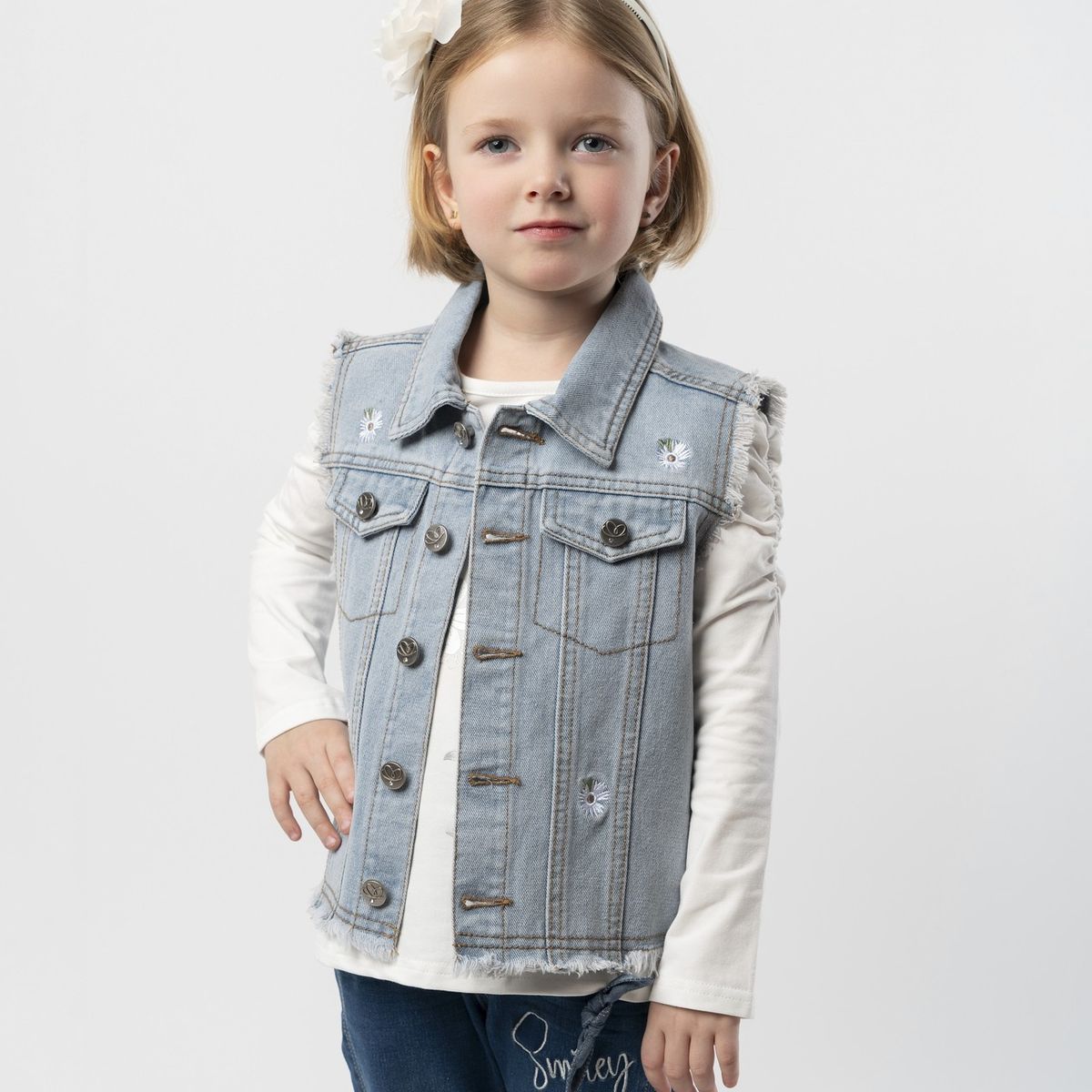 LIMONADA - Chaqueta niña sin mangas celeste Limonada