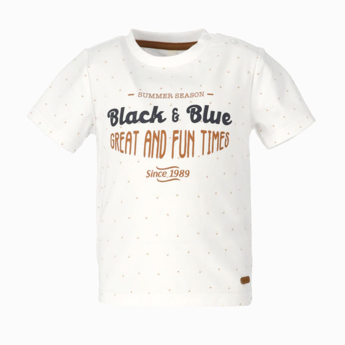 BLACK AND BLUE - Polera manga corta bebé con diseño blanco Black and Blue