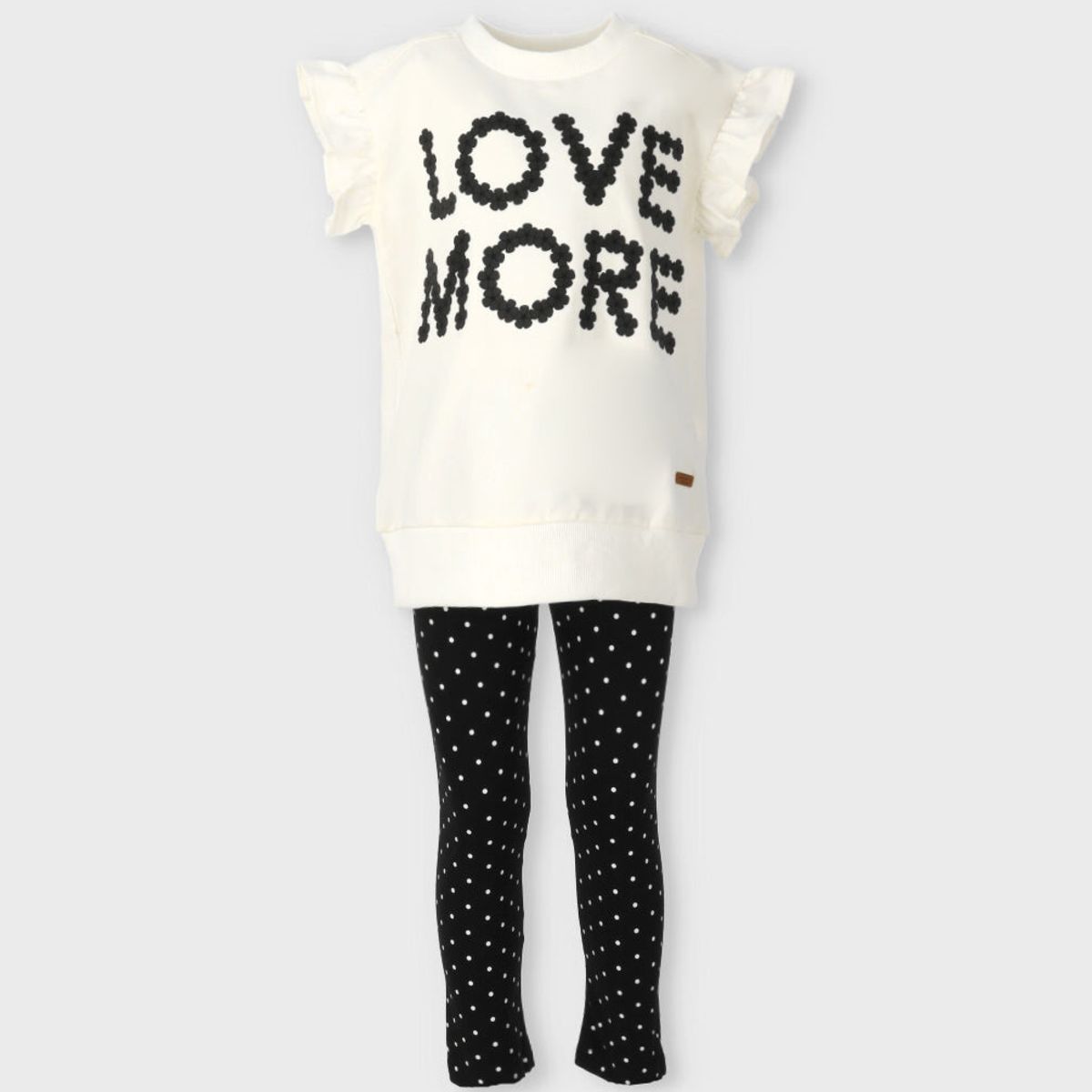 LIMONADA - Conjunto niña puntos y flores negro Limonada