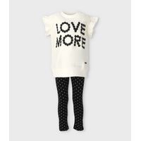 Conjunto niña puntos y flores negro