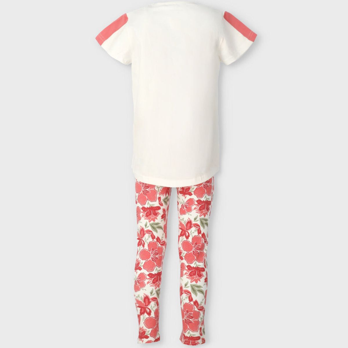 LIMONADA - Conjunto niña con estampado y flores coral Limonada