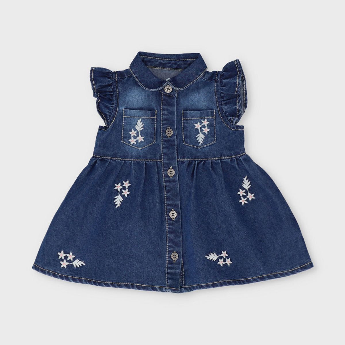 LIMONADA - Conjunto recién nacida flores bordadas azul Limonada