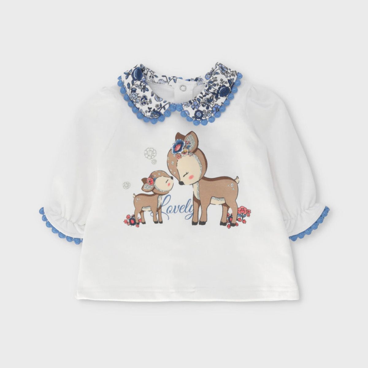 LIMONADA - Conjunto recién nacida con flores y ciervos celeste Limonada