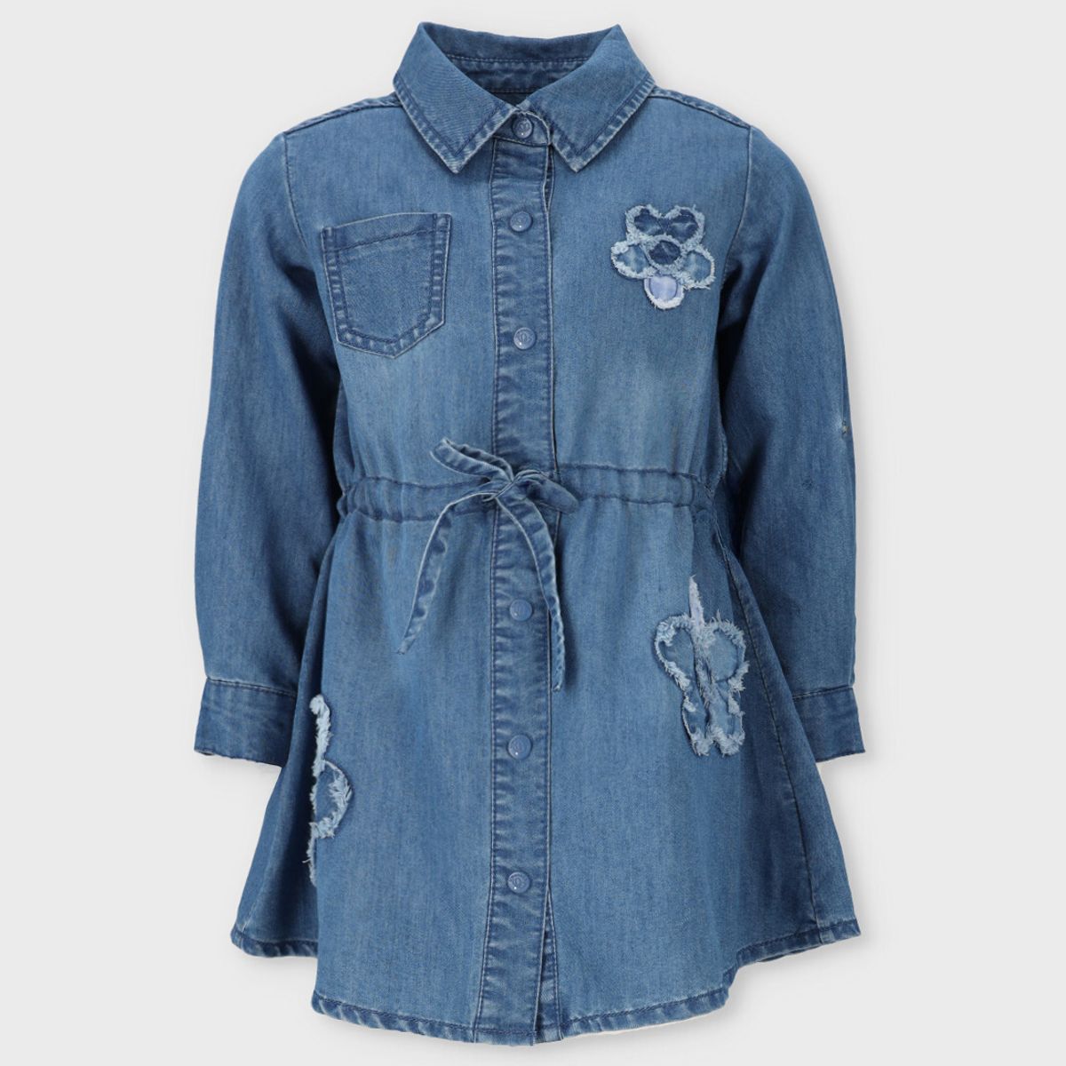 LIMONADA - Vestido niña aplicación de flores celeste Limonada