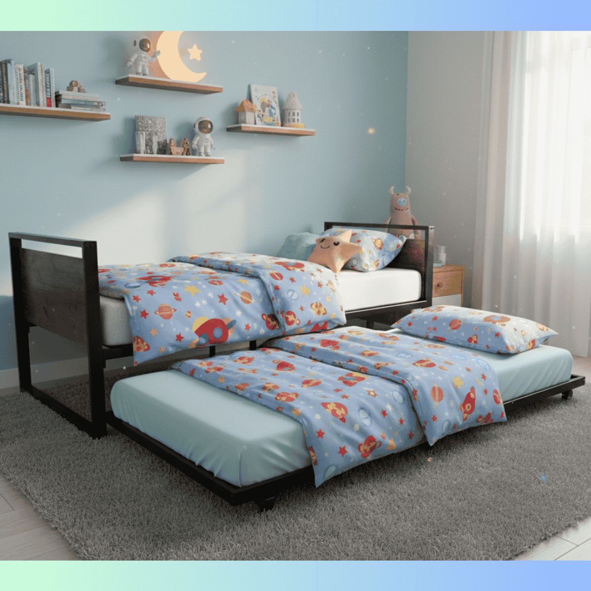 AMABILE - Base De Cama Nido Amabile 1 Plaza Napoli Fierro Y Madera