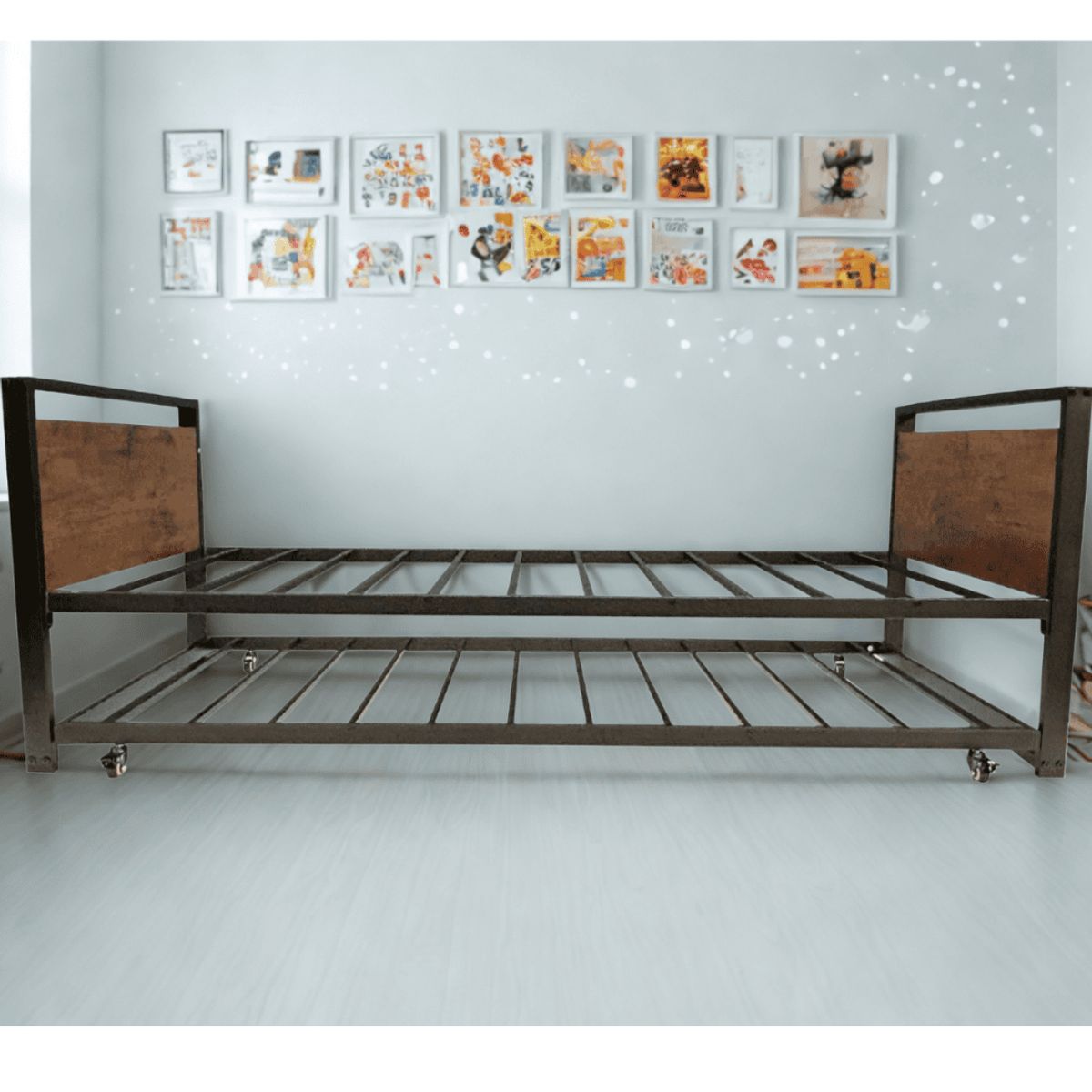 AMABILE - Base De Cama Nido Amabile 1 Plaza Napoli Fierro Y Madera