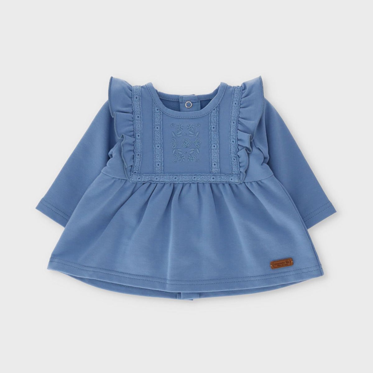 LIMONADA - Conjunto recién nacida con vuelos bordados celeste Limonada