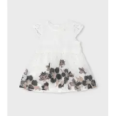 LIMONADA - Vestido recién nacida con flores negro