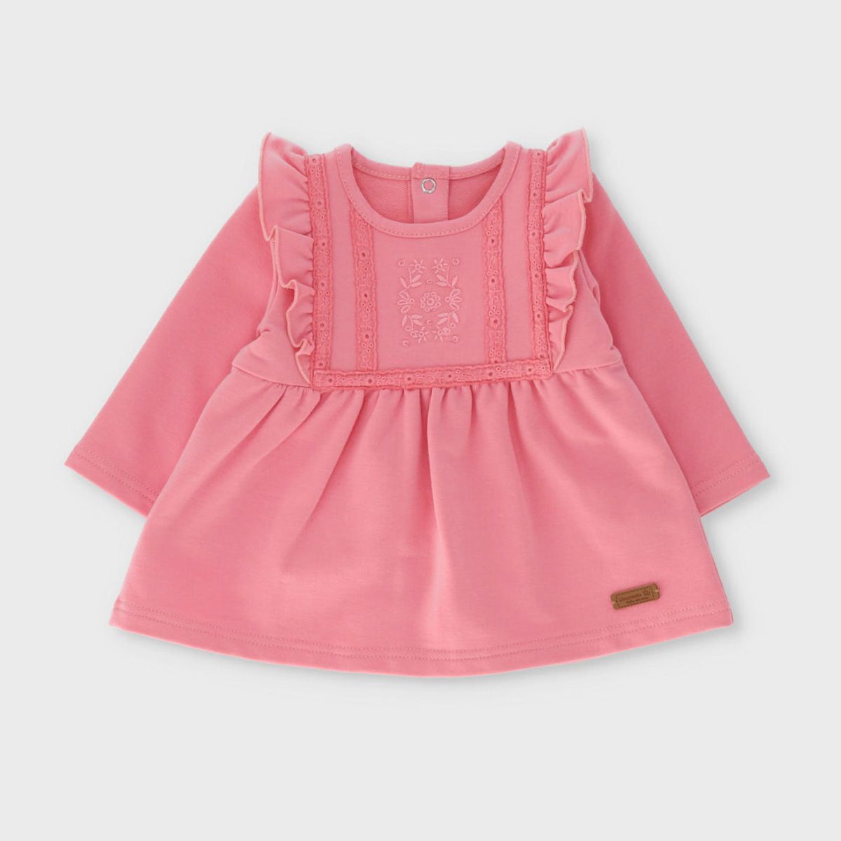 LIMONADA - Conjunto recién nacida con vuelos bordados coral Limonada