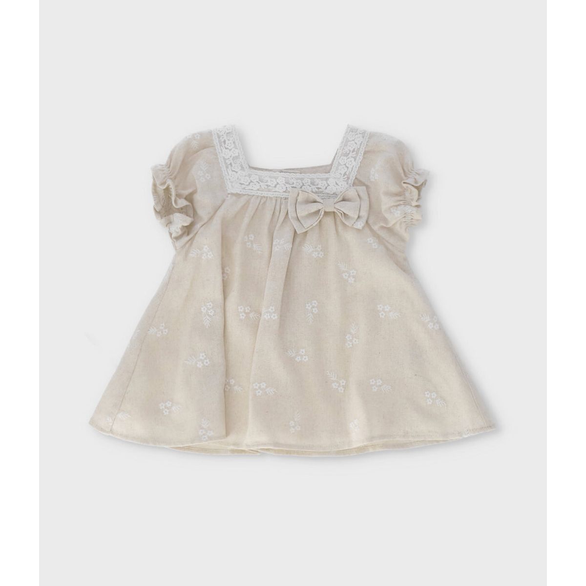 LIMONADA - Vestido recién nacida flores bordadas beige Limonada