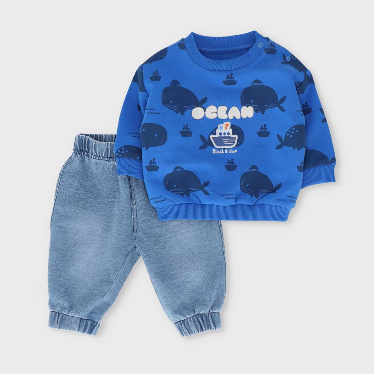BLACK AND BLUE - Conjunto recién nacido ocean azul Black and Blue