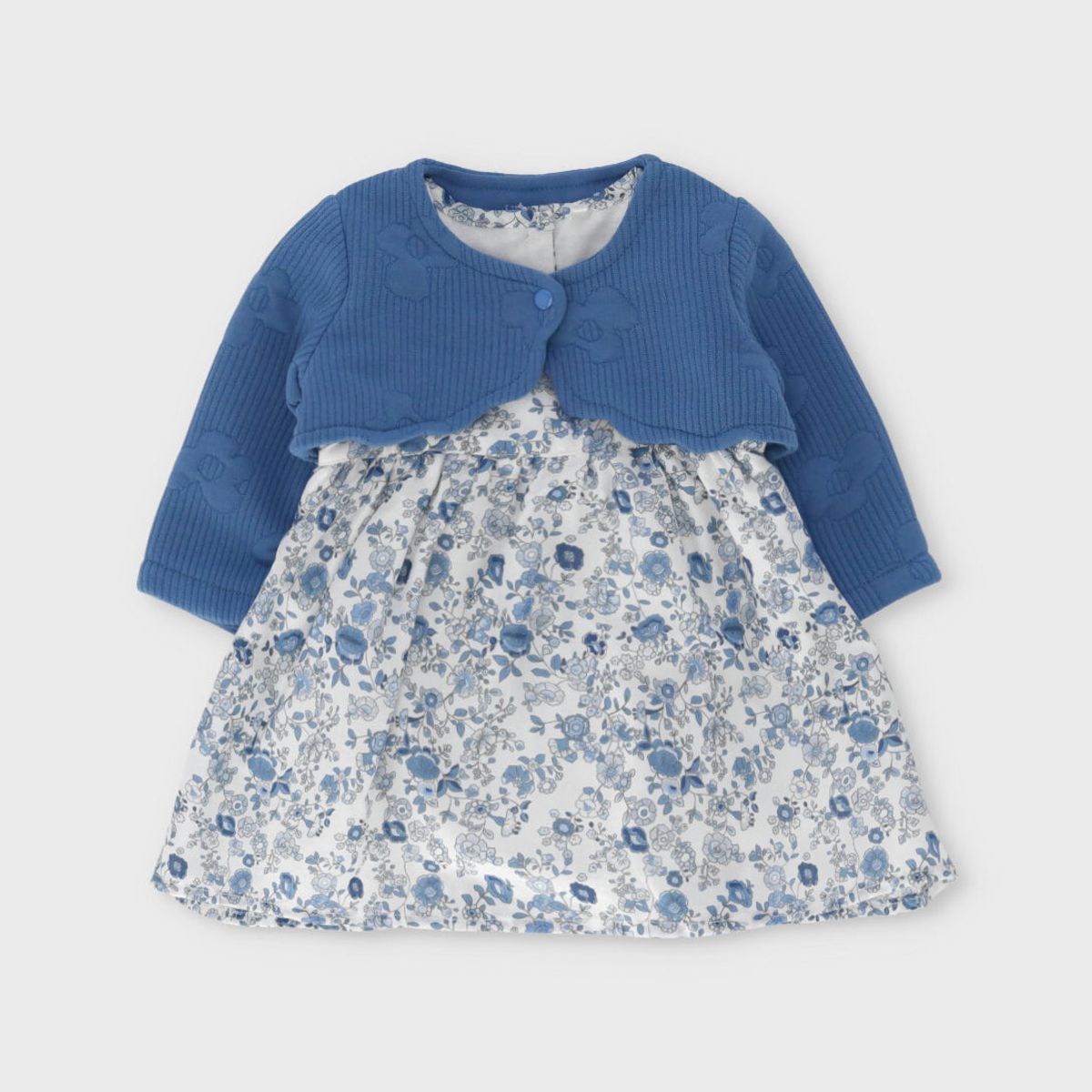 LIMONADA - Vestido recién nacida floreado celeste Limonada