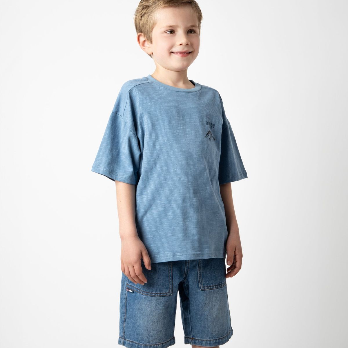 BLACK AND BLUE - Bermuda niño denim celeste Black and Blue