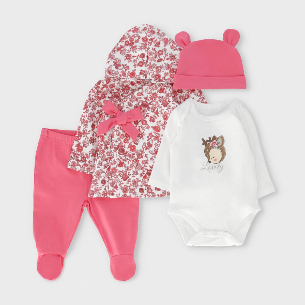 LIMONADA - Conjunto recién nacida floreado coral Limonada