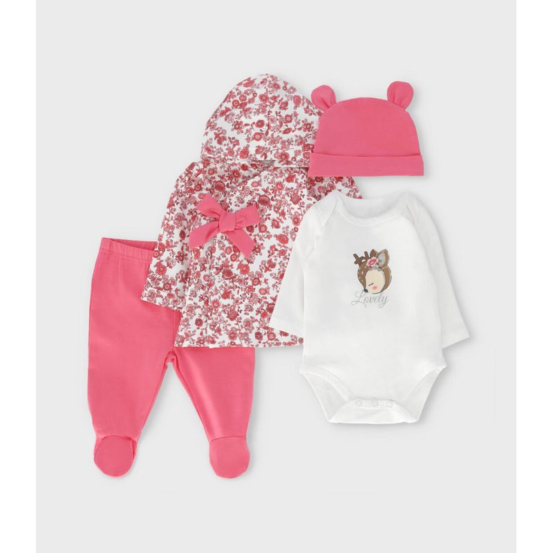 LIMONADA - Conjunto recién nacida floreado coral Limonada