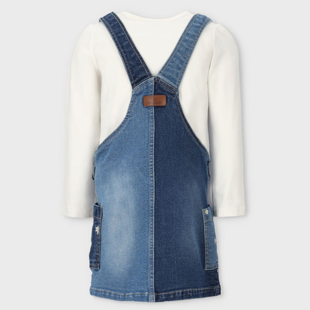 LIMONADA - Vestido niña de denim con flores azul Limonada