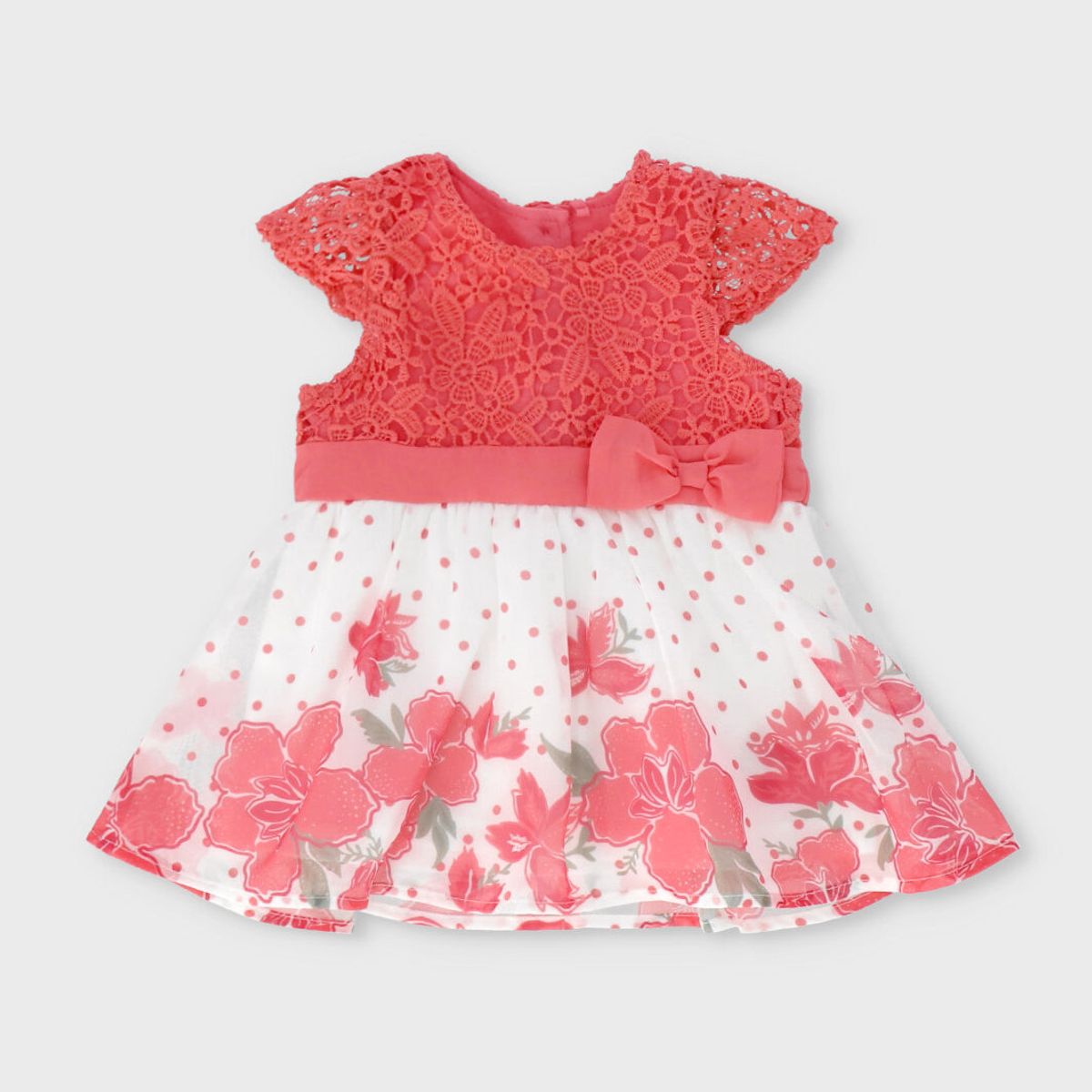 LIMONADA - Vestido recién nacida con flores coral Limonada