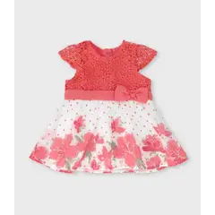 LIMONADA - Vestido recién nacida con flores coral