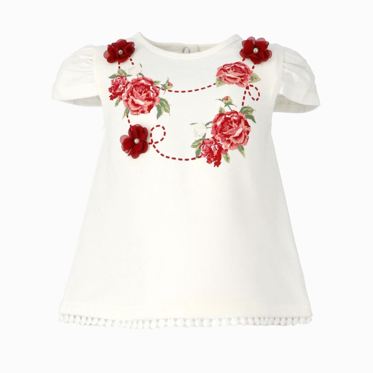 LIMONADA - Polera manga corta bebé con flores rojo Limonada