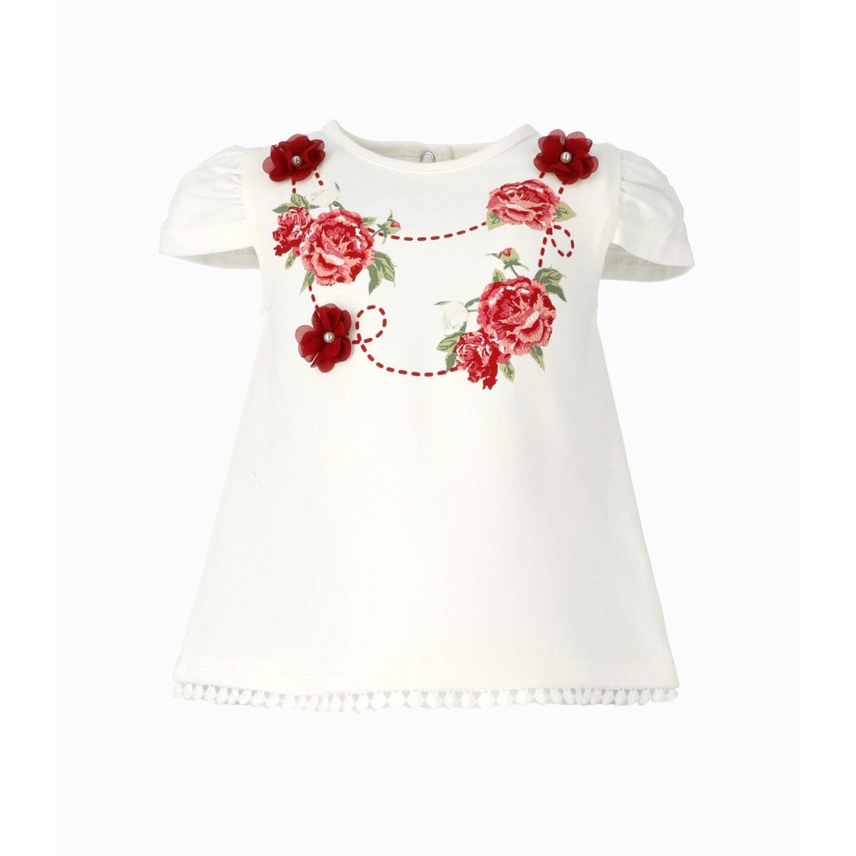 LIMONADA - Polera manga corta bebé con flores rojo Limonada