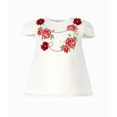 LIMONADA - Polera manga corta bebé con flores rojo