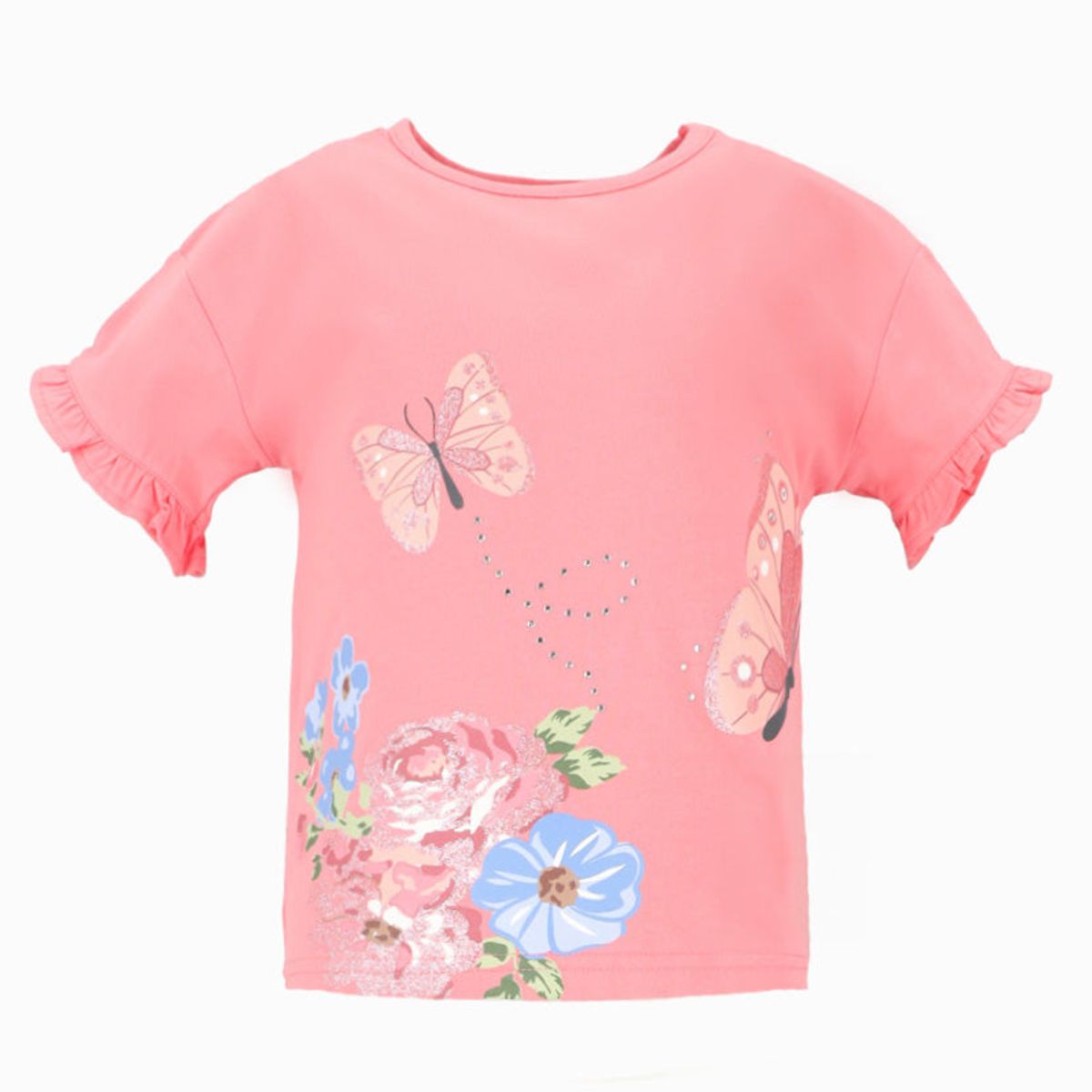 LIMONADA - Polera manga corta niña floral coral Limonada