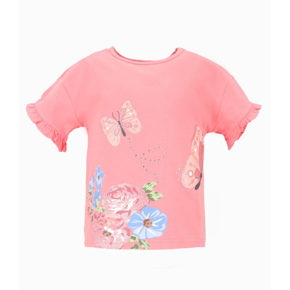 LIMONADA - Polera manga corta niña floral coral Limonada