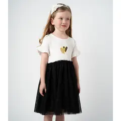 LIMONADA - Vestido niña acanalado negro