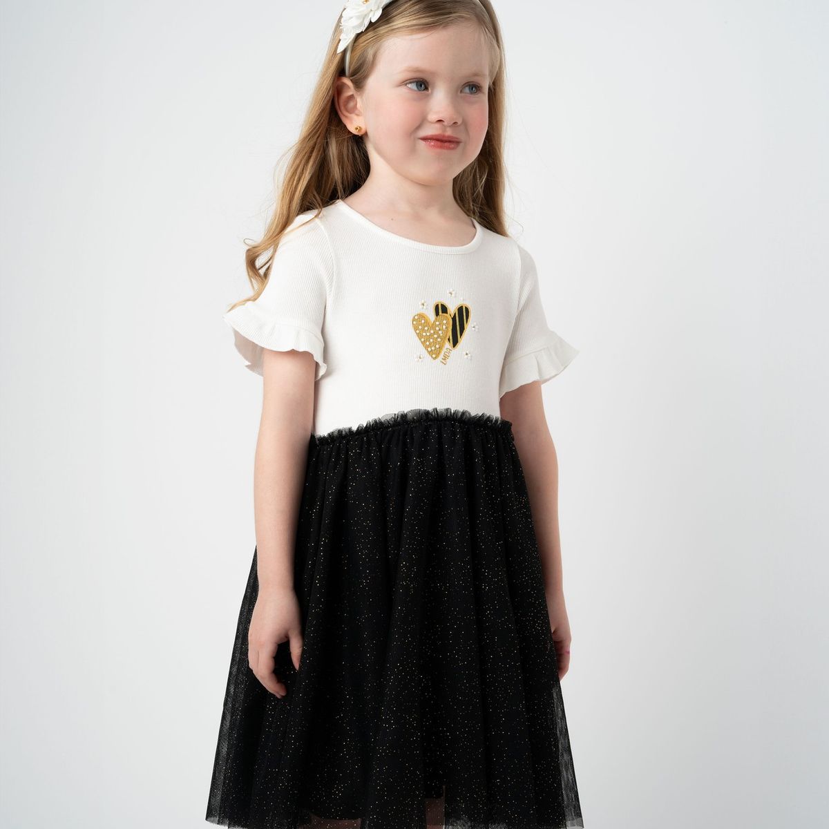 LIMONADA - Vestido niña acanalado negro Limonada
