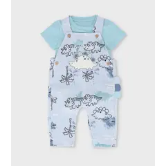 BLACK AND BLUE - Conjunto recién nacido de jardinera celeste