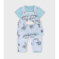 Conjunto recién nacido de jardinera celeste