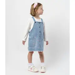 LIMONADA - Vestido niña de denim celeste