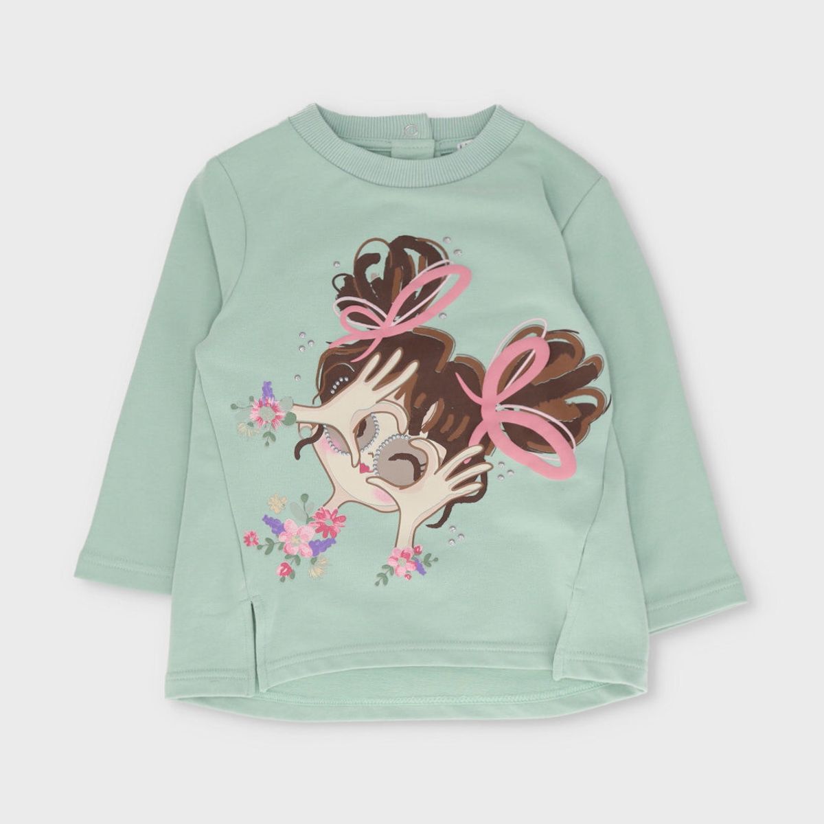 LIMONADA - Conjunto bebé con estampado y flores verde Limonada