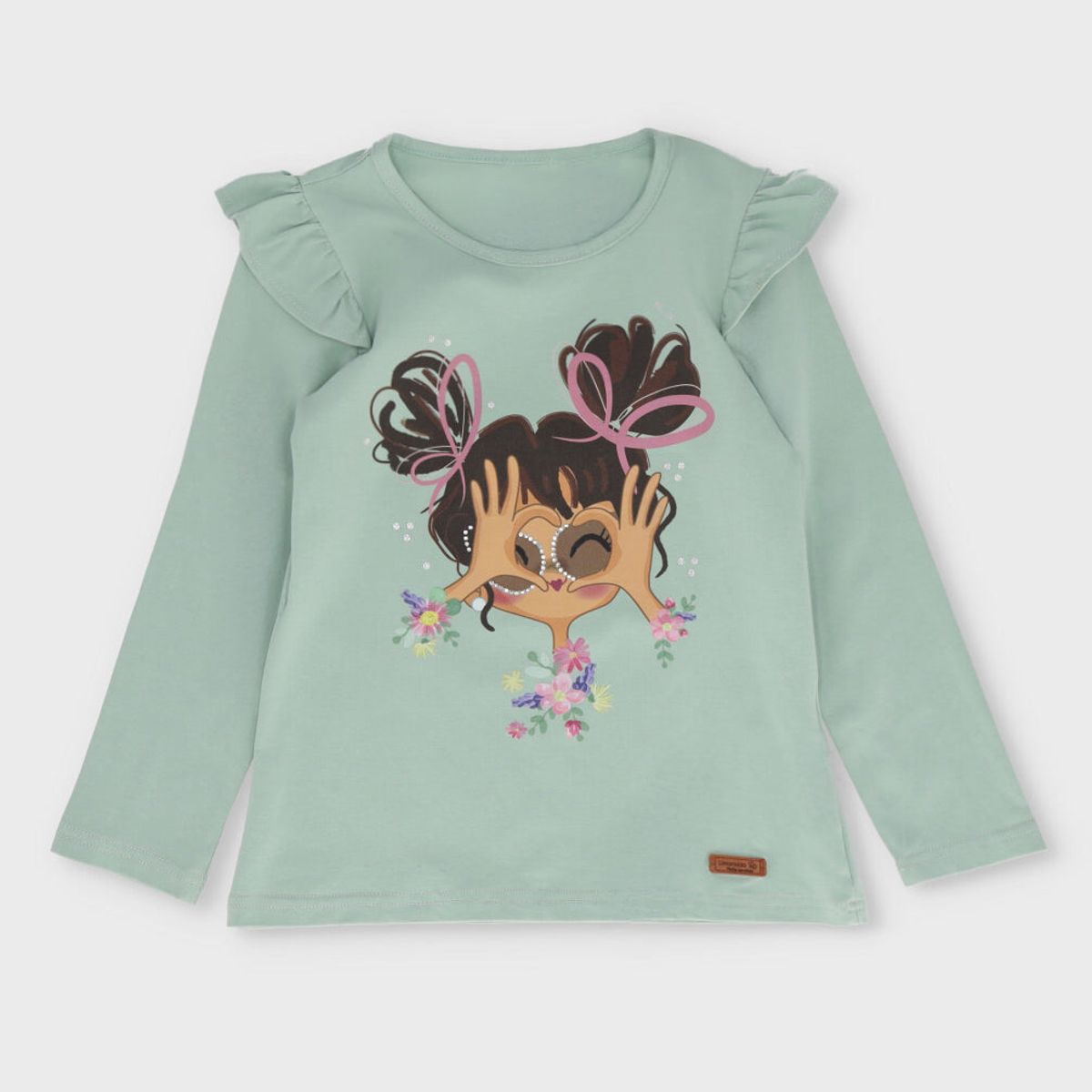 LIMONADA - Polera manga larga niña con vuelos verde Limonada