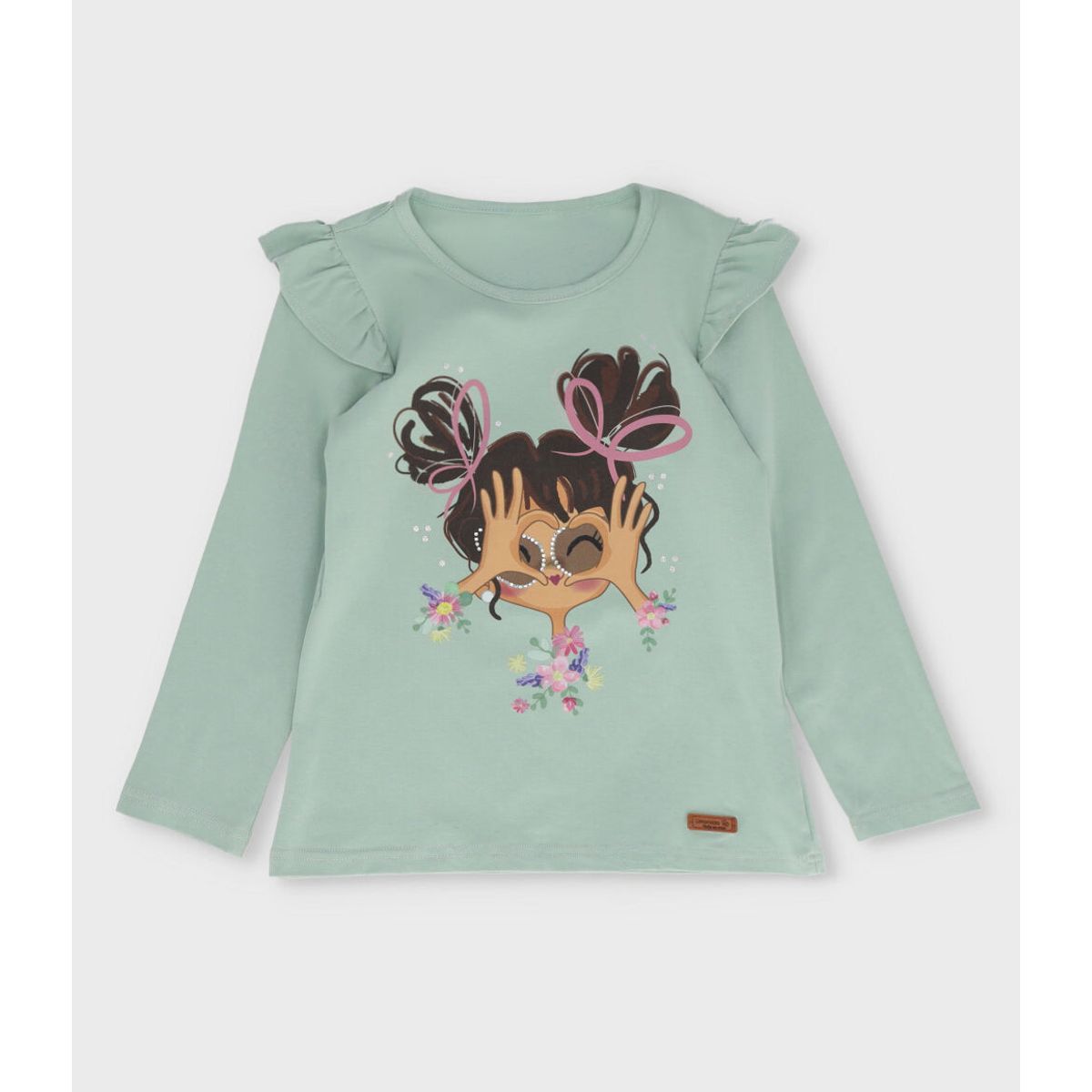 LIMONADA - Polera manga larga niña con vuelos verde Limonada